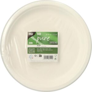 PAPSTAR — 50 assiettes en canne à sucre Ø 26 cm blanc