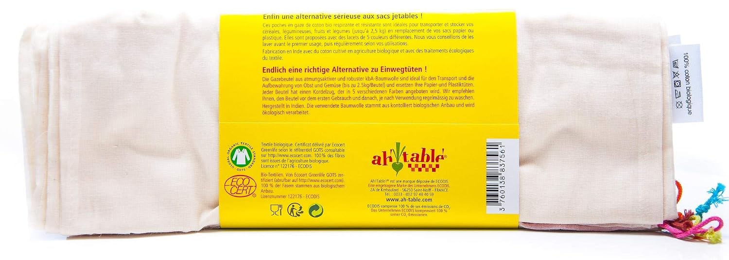 ECODIS — Lot de 5 Sacs Réutilisables en Coton Bio – Image 2