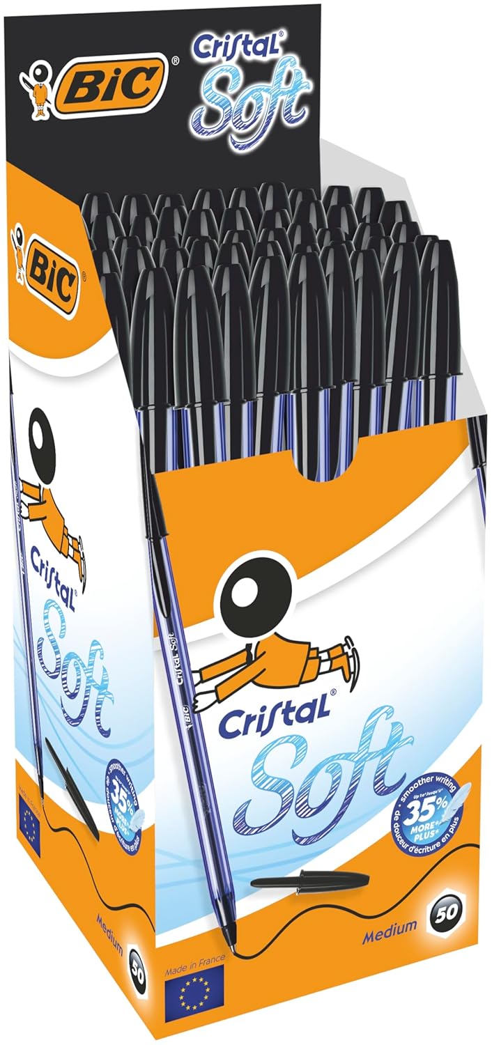 BIC Cristal Soft — Boîte de 50 Stylos-Bille 1,2 mm Noir – Image 7