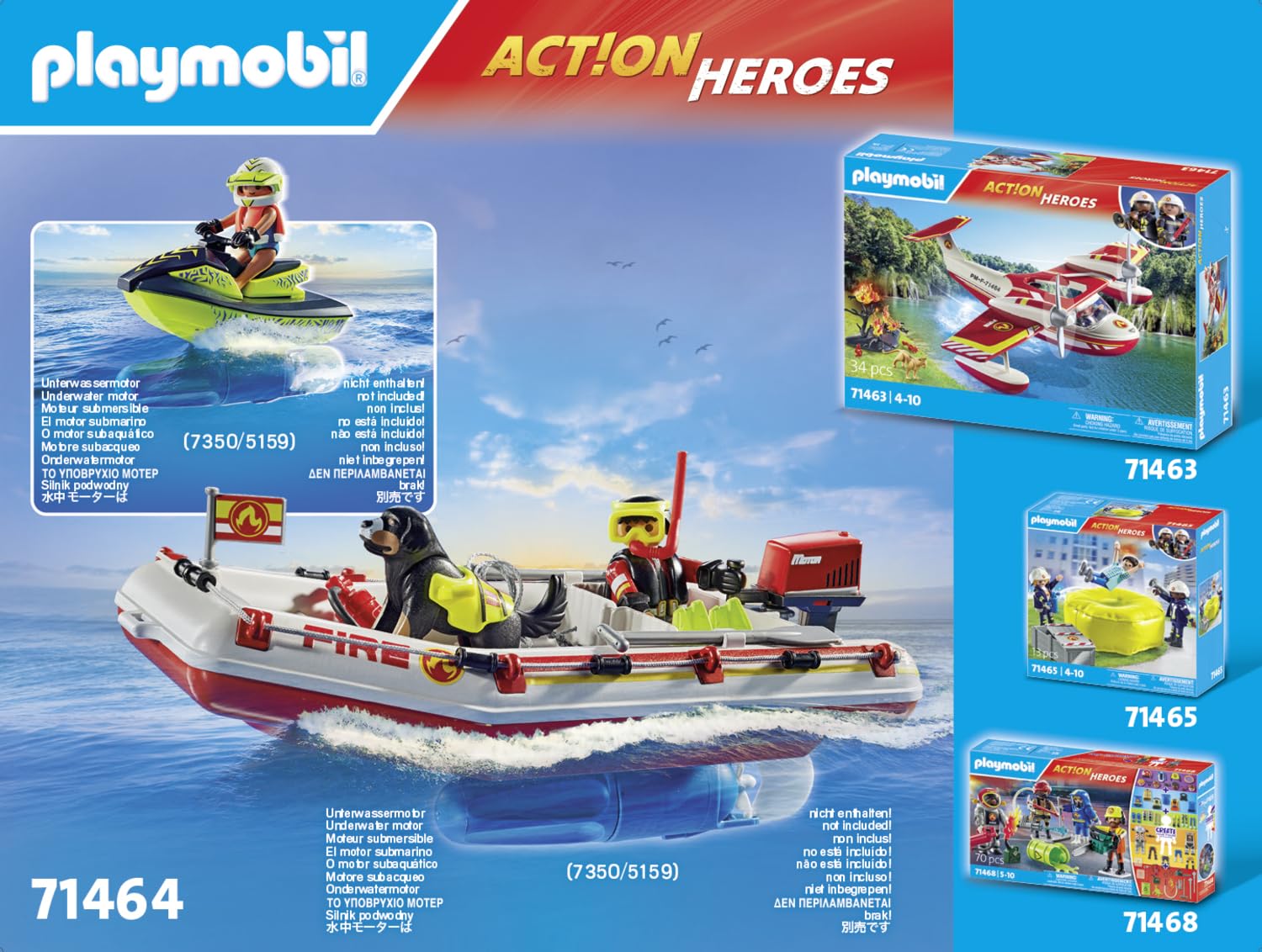 PLAYMOBIL 71464 — Bateau de pompier et scooter des mers – Image 5