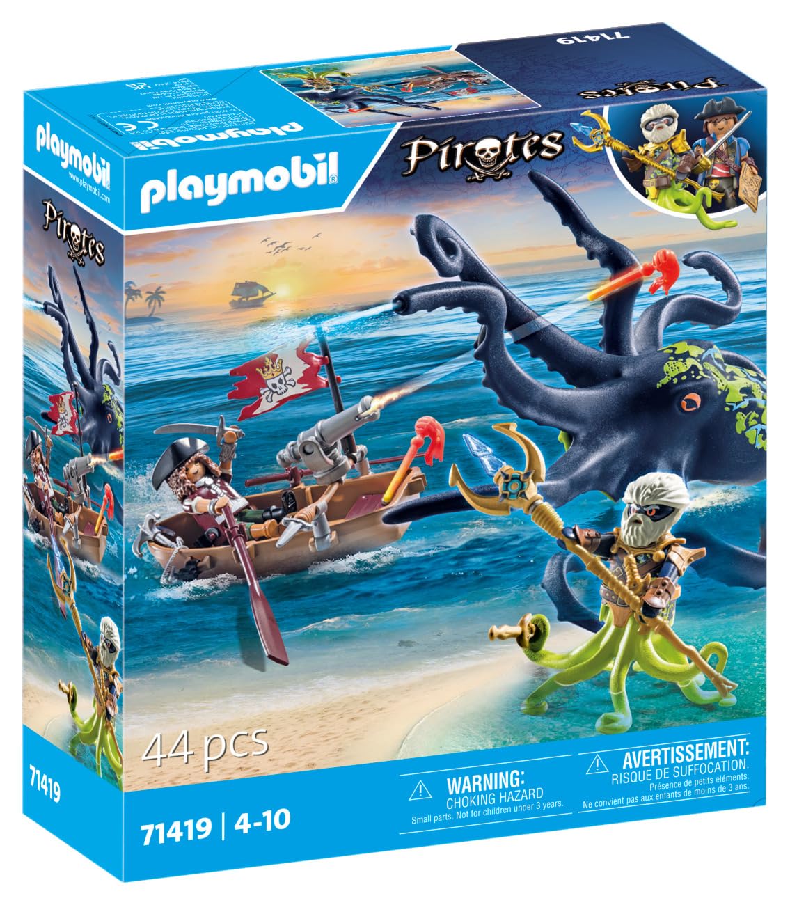 Playmobil 71419 Pirate avec Pieuvre géante, Comprend Deux Personnages, Une Pieuvre géante Qui pulvérise de l'eau, Un Bateau à rames et de Nombreux Accessoires, Univers Pirates, pour Enfants dès 4 Ans – Image 67