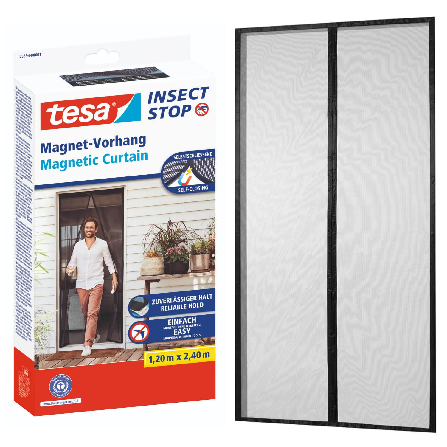 TESA — Moustiquaire aimantée pour porte 2,4 x 1,2 m