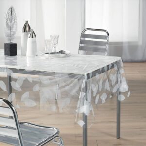 DÉCOR LIGNE — Nappe cristal imprimé feuille blanc 140 x 240 cm