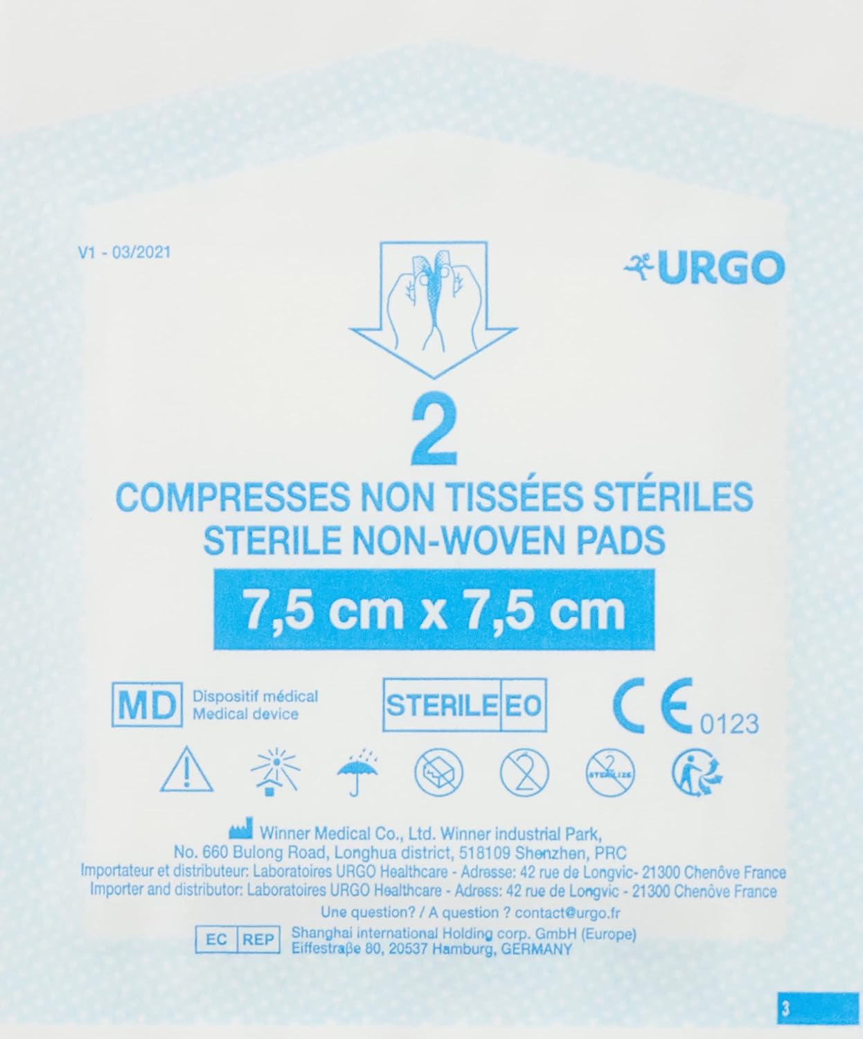 URGO — Compresses stériles non tissées 7,5 x 7,5 cm x50 – Image 6