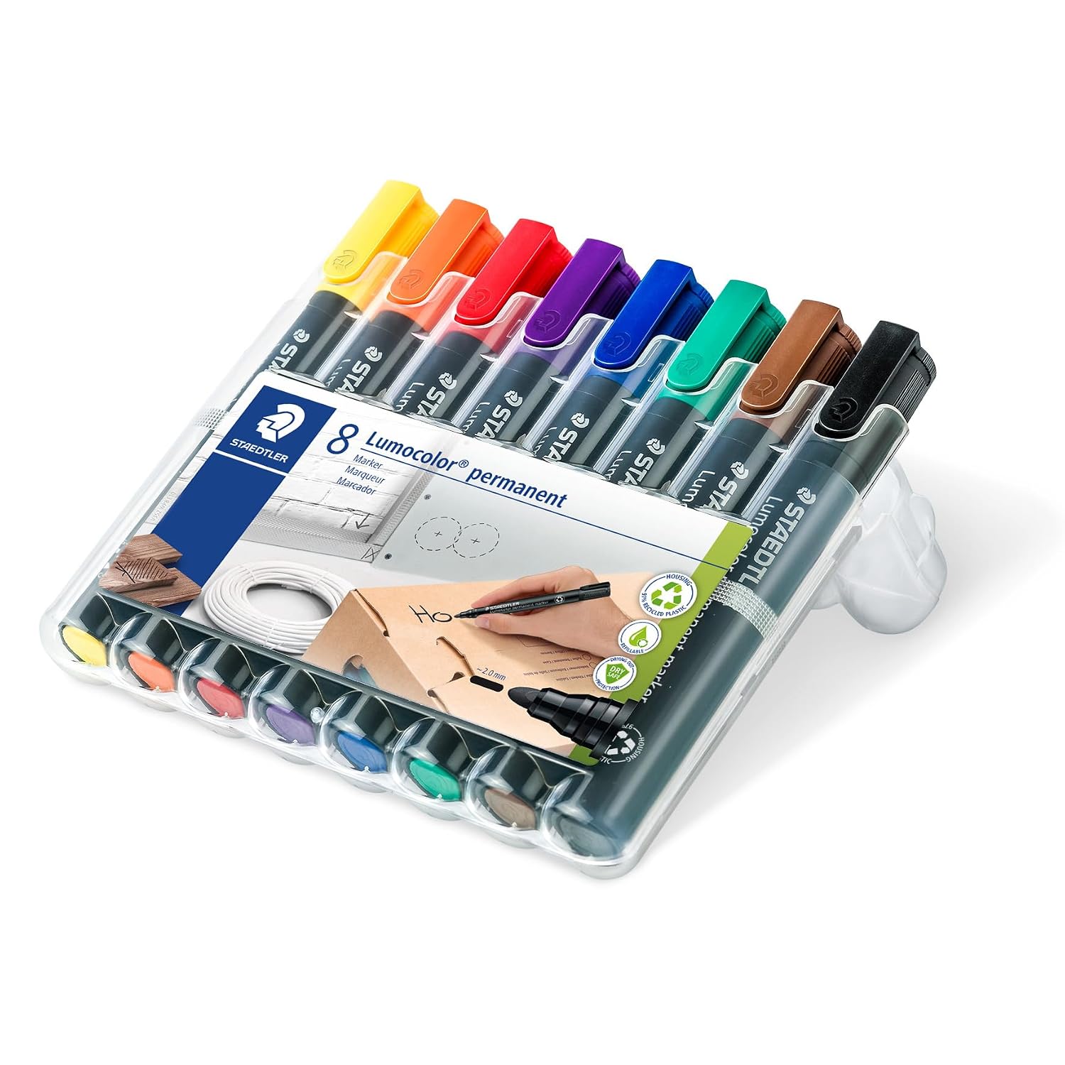 STAEDTLER Lumocolor — Set de 8 Marqueurs Permanents 2 mm – Image 3