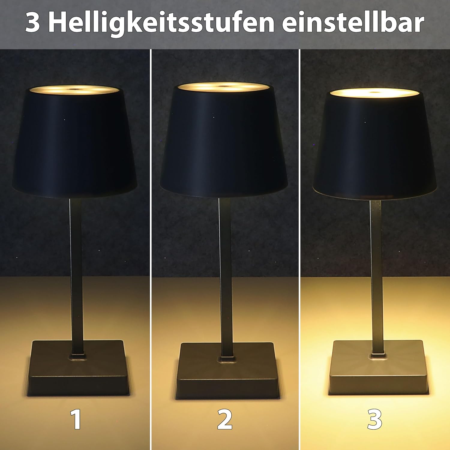 CEPEWA — Lampe de table LED tactile anthracite 26 cm – Image 8