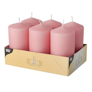 PAPPSTAR — Lot de 6 bougies piliers vieux rose 60 x 115 mm