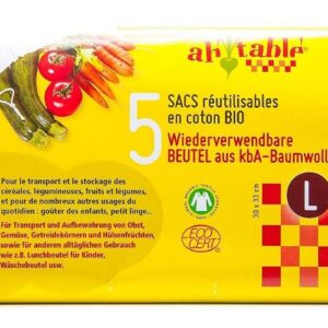 ECODIS — Lot de 5 Sacs Réutilisables en Coton Bio