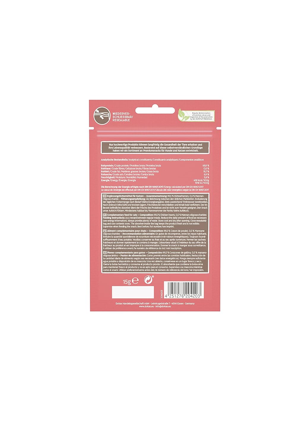 Dokas Cat Snack Hühnerherzen gefriergetr. 15g (Menge: 6 Je Bestelleinheit) – Image 28