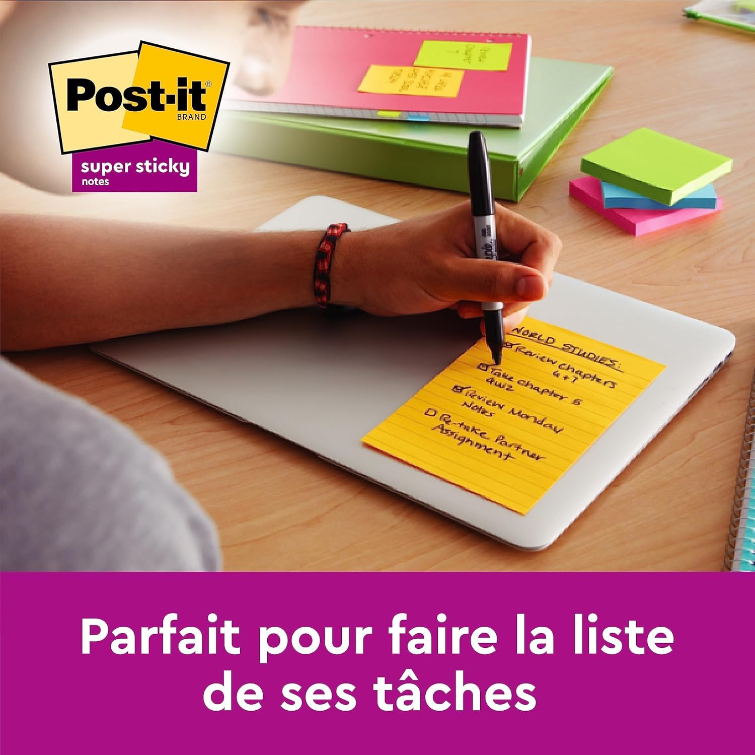 POST-IT Super Sticky — Notes autocollantes lignées 3 blocs 101x152 mm – Image 85