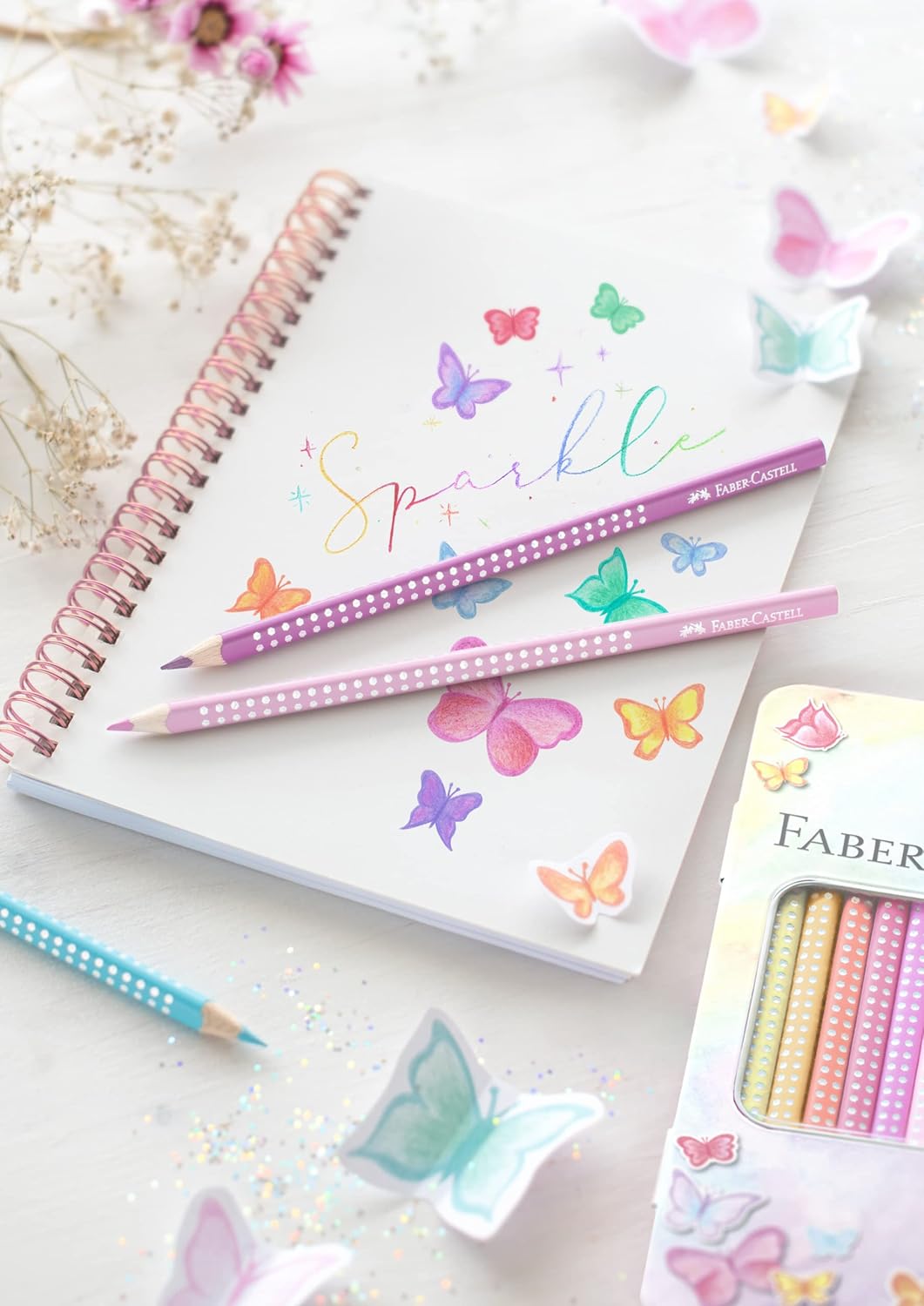 FABER-CASTELL Sparkle Pastel — Coffret de 12 crayons de couleur – Image 4