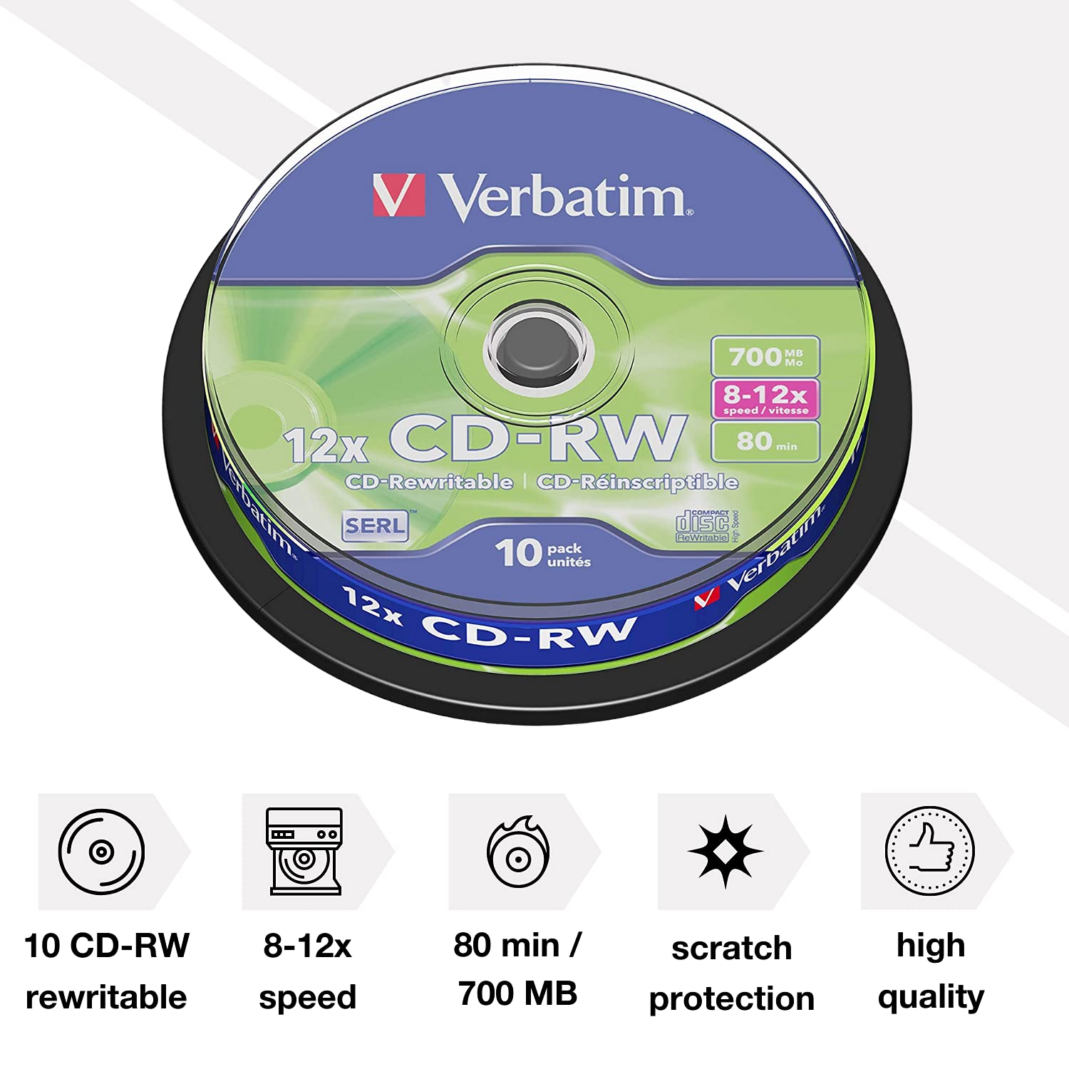 VERBATIM — Lot de 10 CD-RW 12x – Image 4