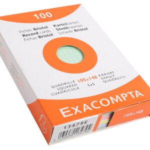 EXACOMPTA — Étui de 100 fiches bristol quadrillées 105 x 148 mm