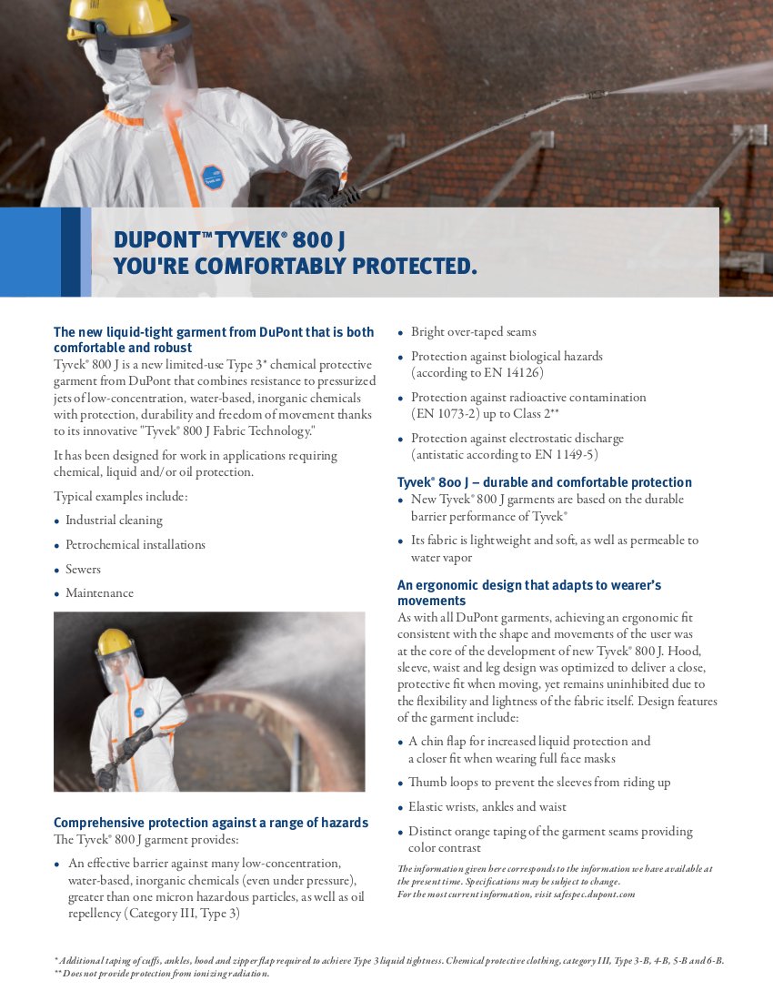 DUPONT Tyvek 800J — Combinaison de protection chimique – Image 7