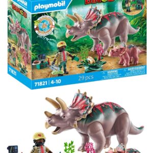 PLAYMOBIL — Triceratops avec bébé et exploratrice