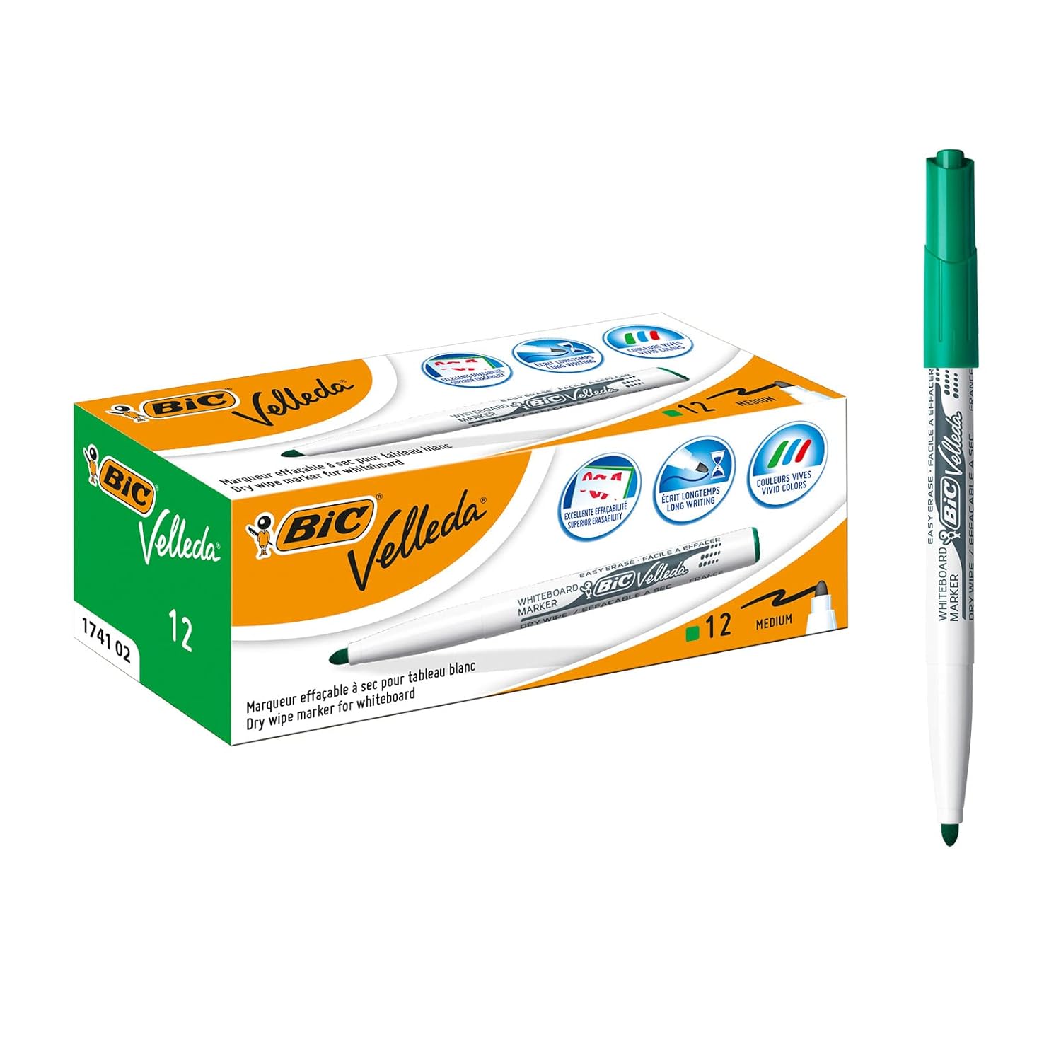 BIC Velleda 1741 — Feutres tableau blanc verts x12 – Image 9