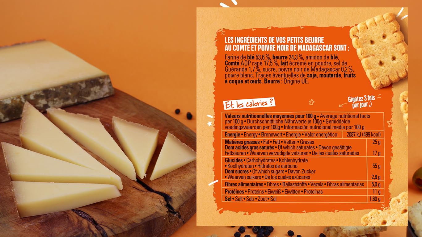 Michel & Augustin – Petits Beurre Salés au Comté AOP et Poivre Noir de Madagascar – Biscuits Apéritifs Gourmands – Fabriqués en France – 100g x 8 – Image 4