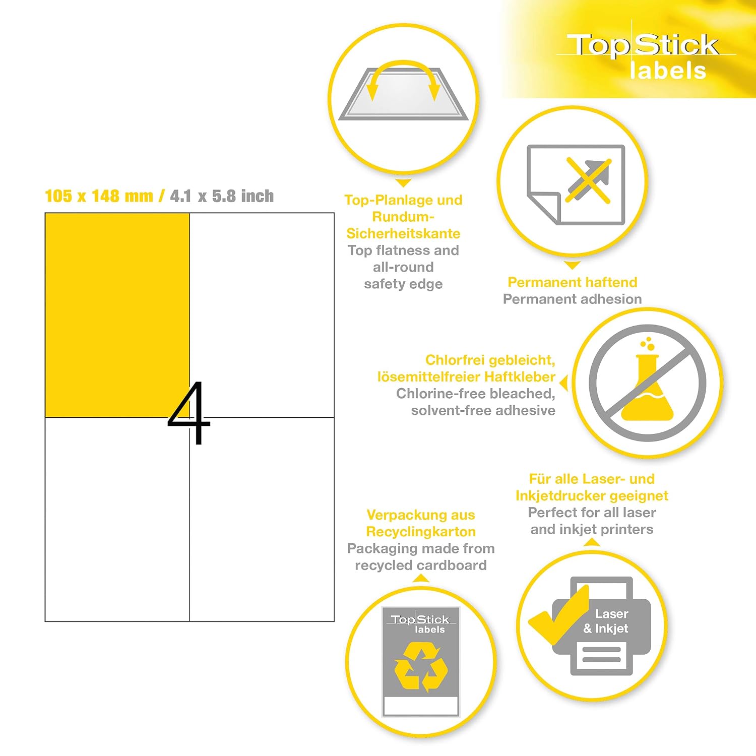 TOPSTICK — Étiquettes laser blanches 105 x 148 mm x400 – Image 6