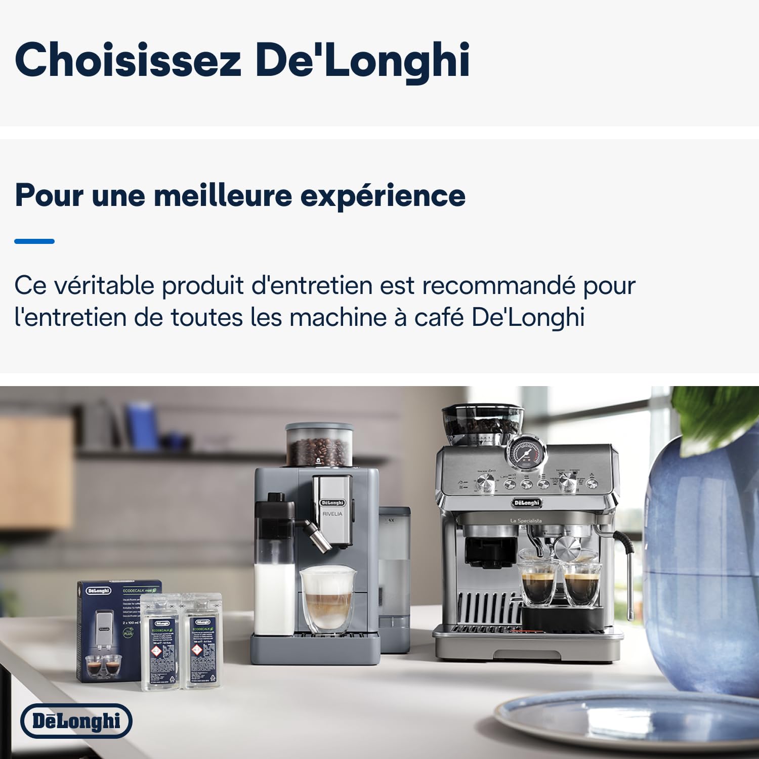 De'Longhi EcoDecalk Mini DLSC200, Anticalcaire, Nokalk pour Machine a Café, 2 x 100 ml, Marron – Image 16