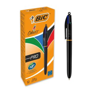 BIC 4 Couleurs Pro — Boîte de 12 Stylos-Bille 1 mm