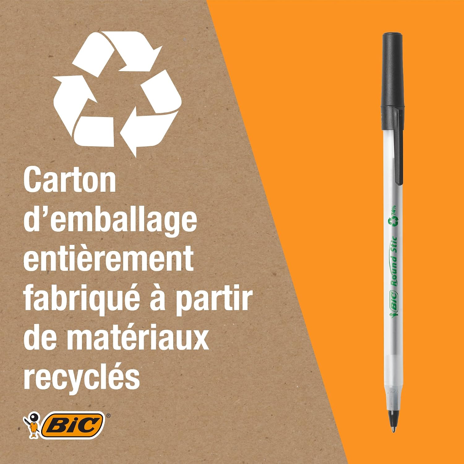 BIC Round Stic ECOlutions — Boîte de 60 Stylos-Bille Bleus – Image 6