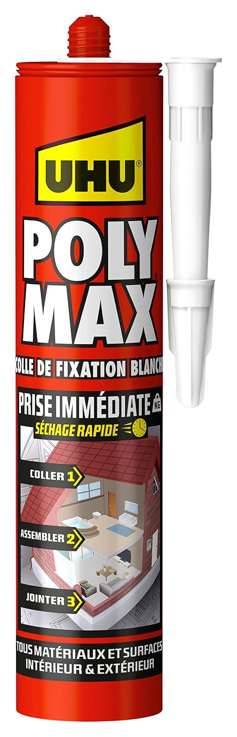 UHU Poly Max — Mastic-colle de fixation blanc 425 g
