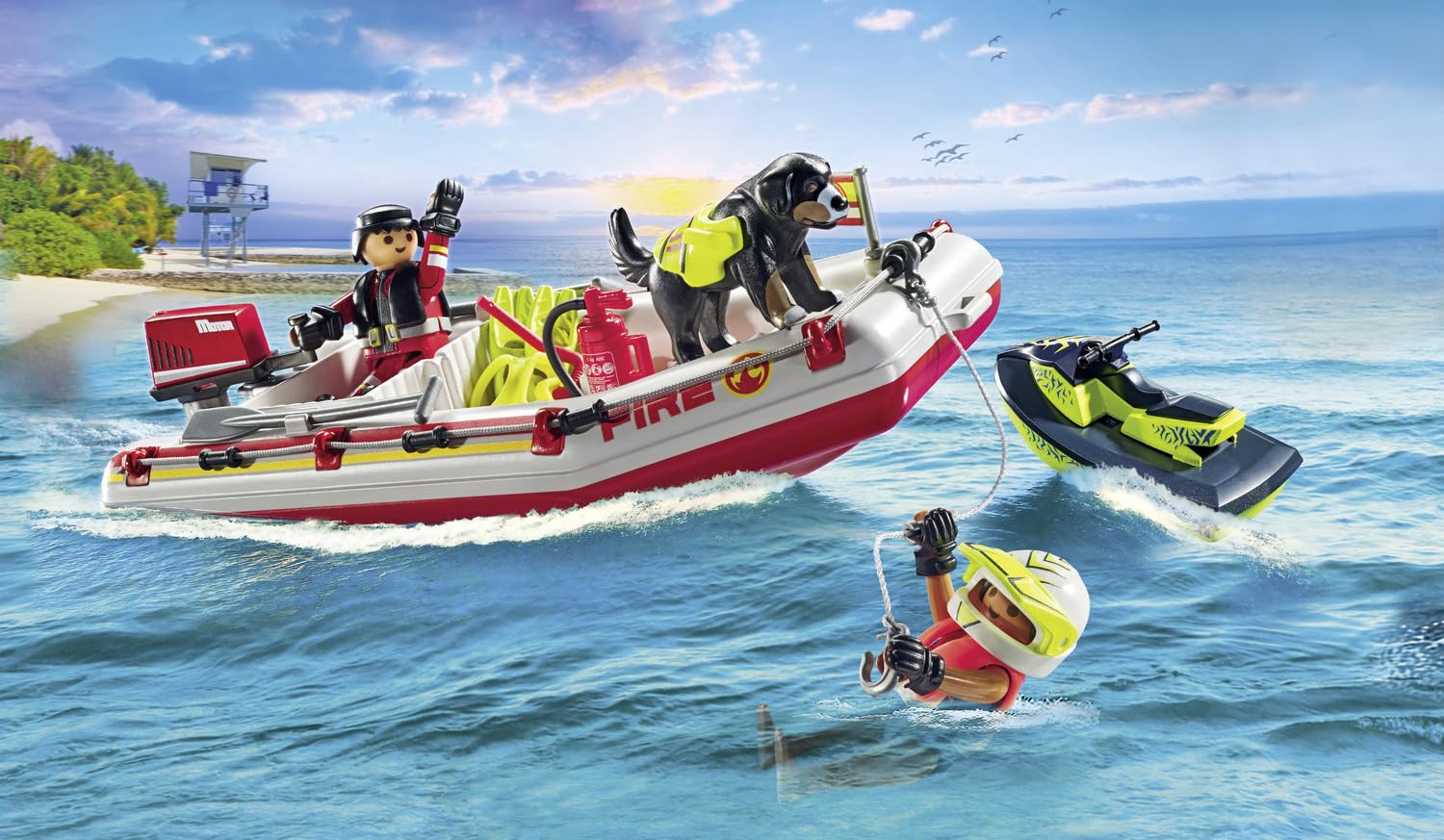 PLAYMOBIL 71464 — Bateau de pompier et scooter des mers – Image 3