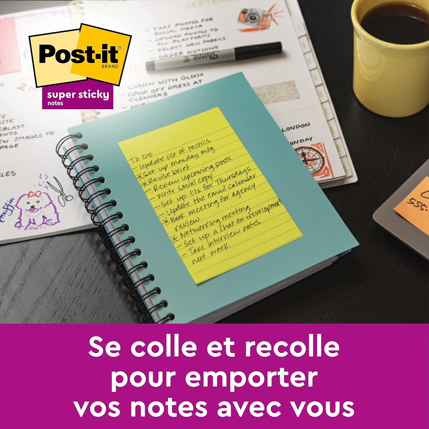 POST-IT Super Sticky — Notes autocollantes lignées 3 blocs 101x152 mm – Image 71