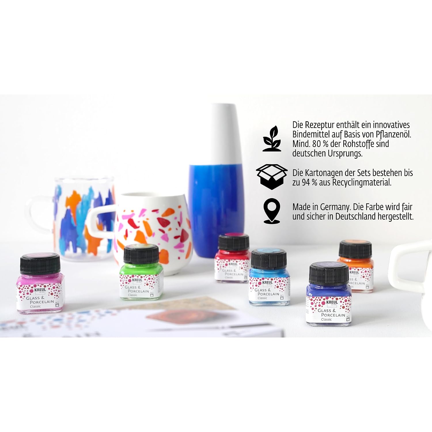 KREUL Glass & Porcelain — Set de 6 Peintures 20 ml + Pinceau – Image 6