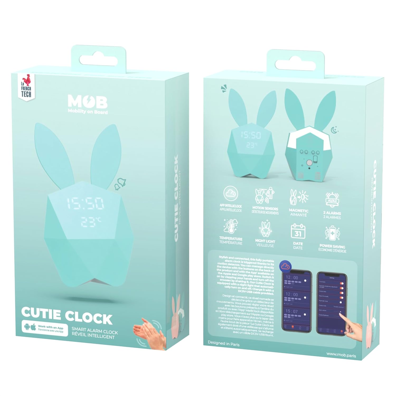 MOB Cutie Clock Connect — Réveil connecté veilleuse turquoise – Image 8