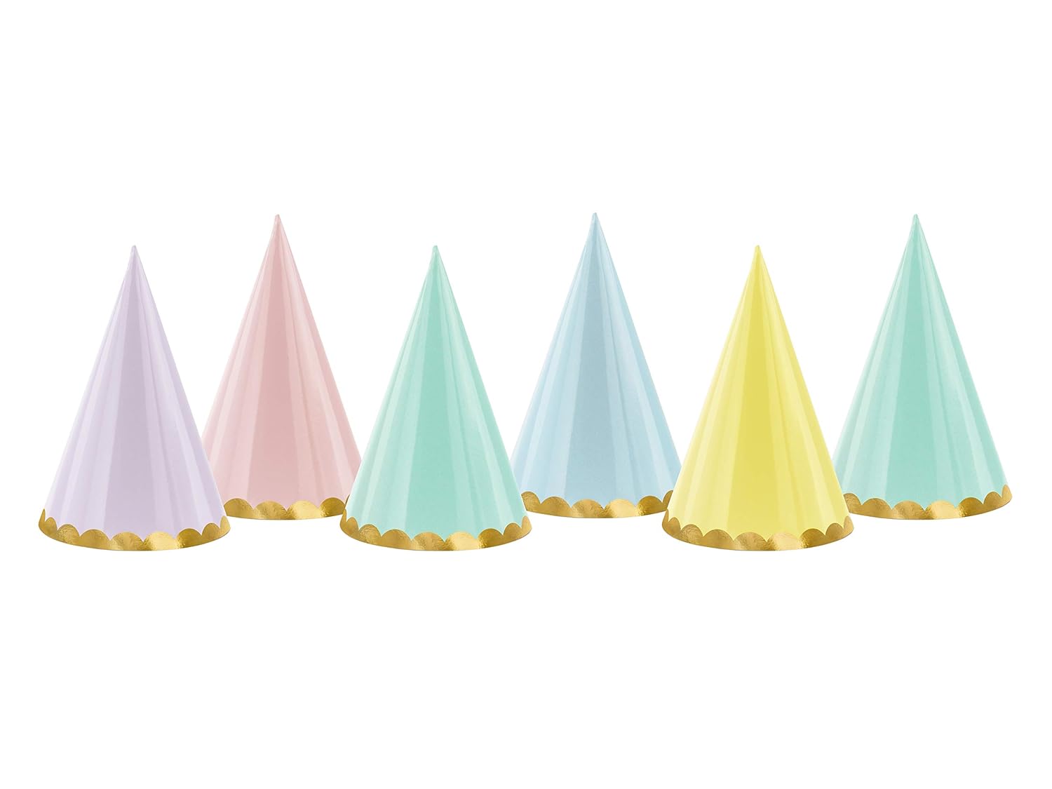 PARTYDECO — Lot de 6 Chapeaux à Cône Pastel