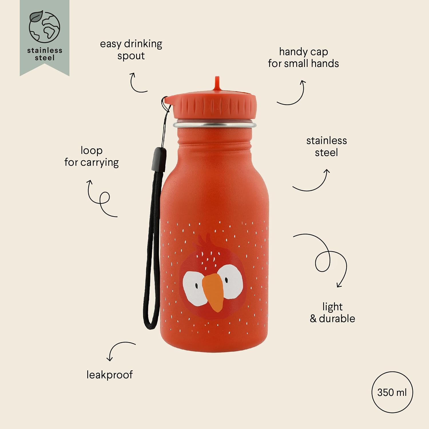 TRIXIE Baby Trixie — Gourde enfant inox 350ml Mr. Parrot – Image 9