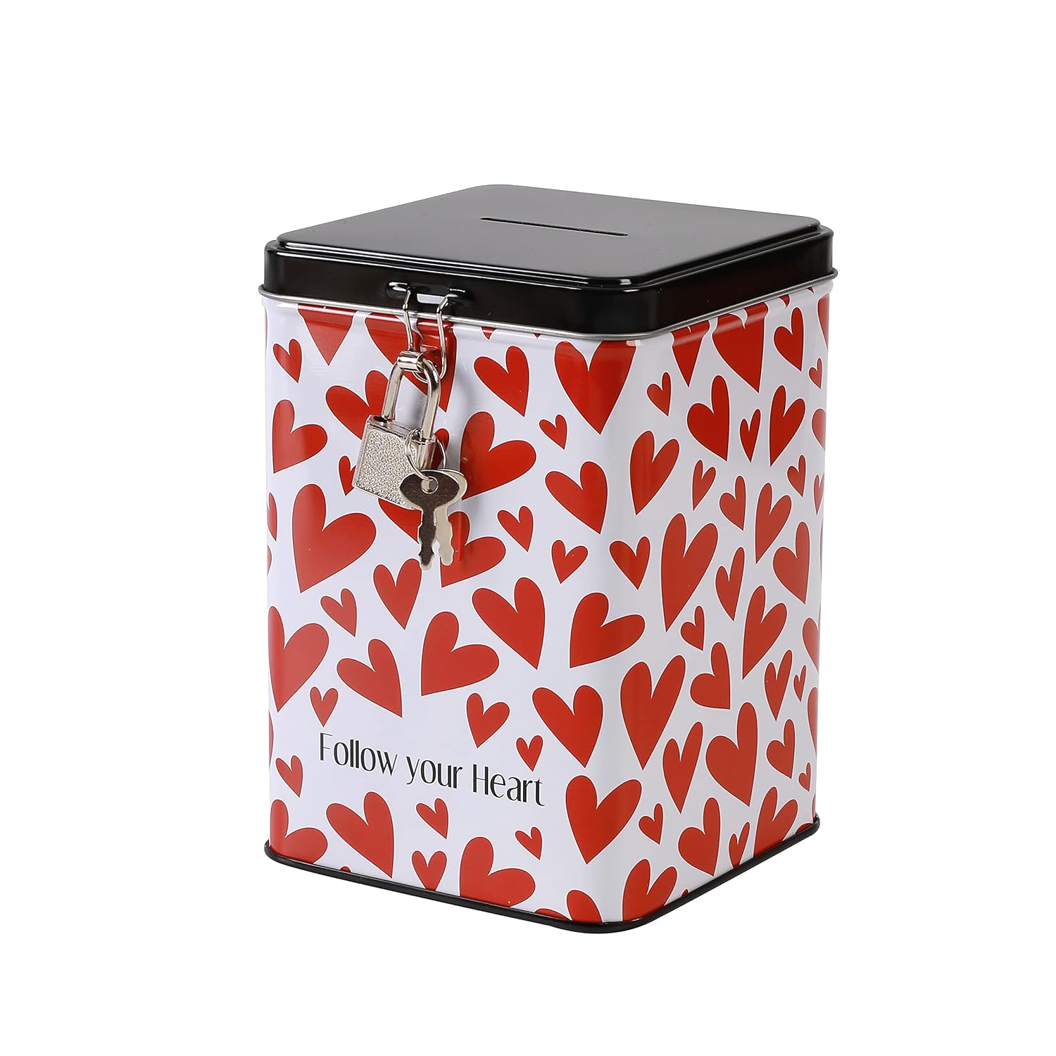 I-TOTAL — Tirelire en métal avec cadenas Follow Your Heart – Image 2
