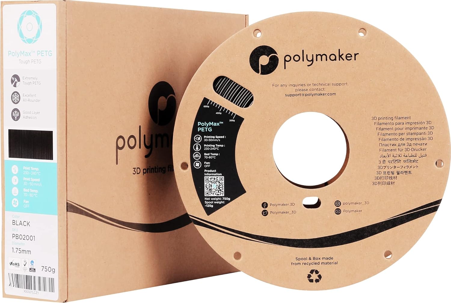 POLYMAKER PolyMax — Filament PETG noir 1,75 mm 750 g – Image 7