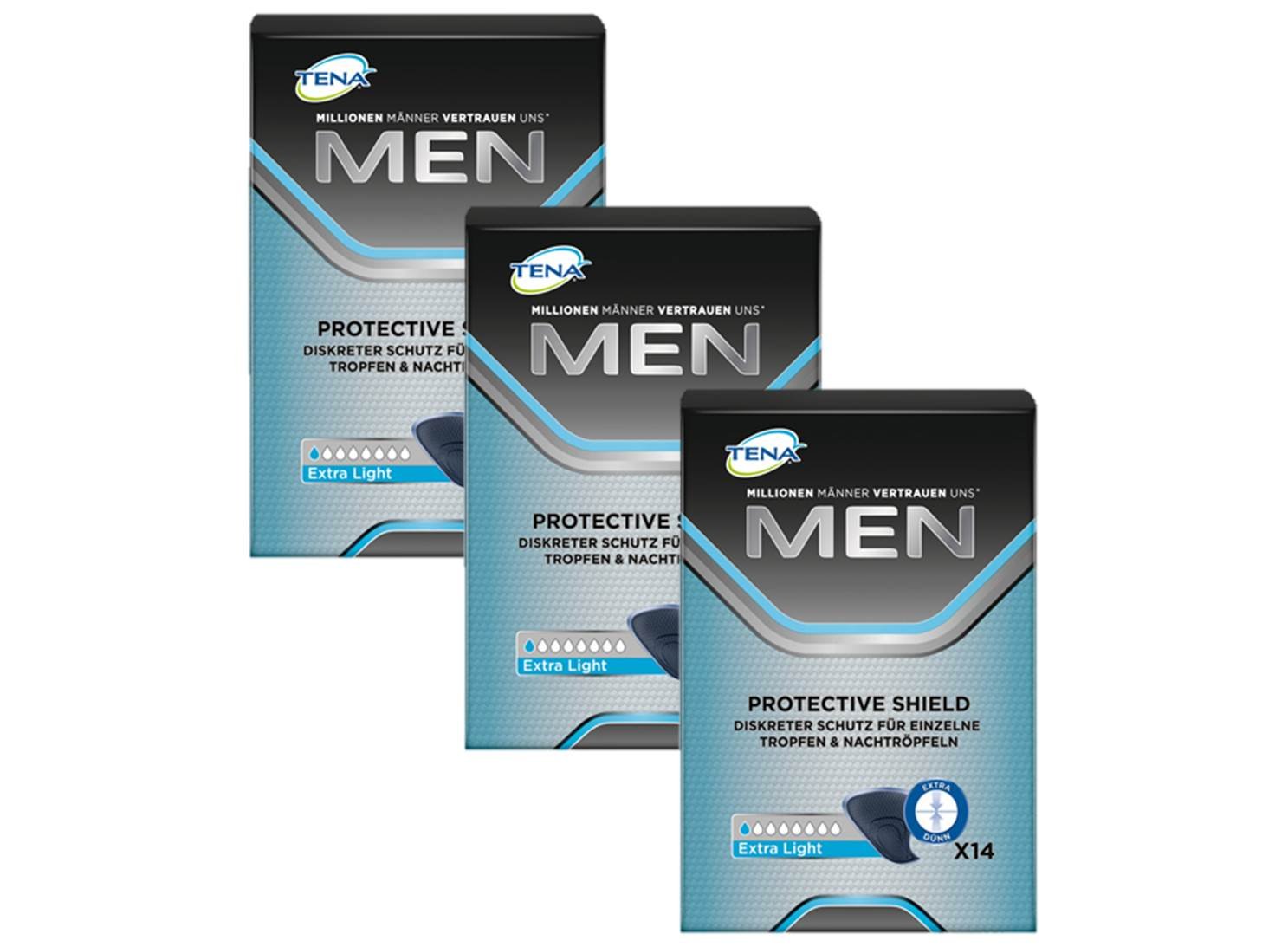 Tena men Protective Shield Extra Light pour fuites urinaires légères (3 paquets x 14 Incontinence)