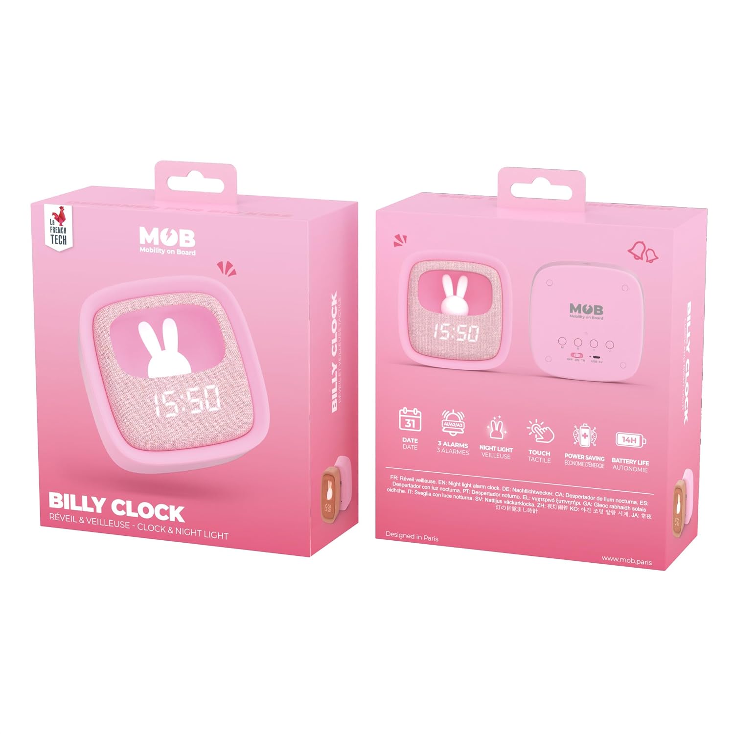 MOB Billy Clock — Réveil veilleuse enfant motif lapin – Image 6