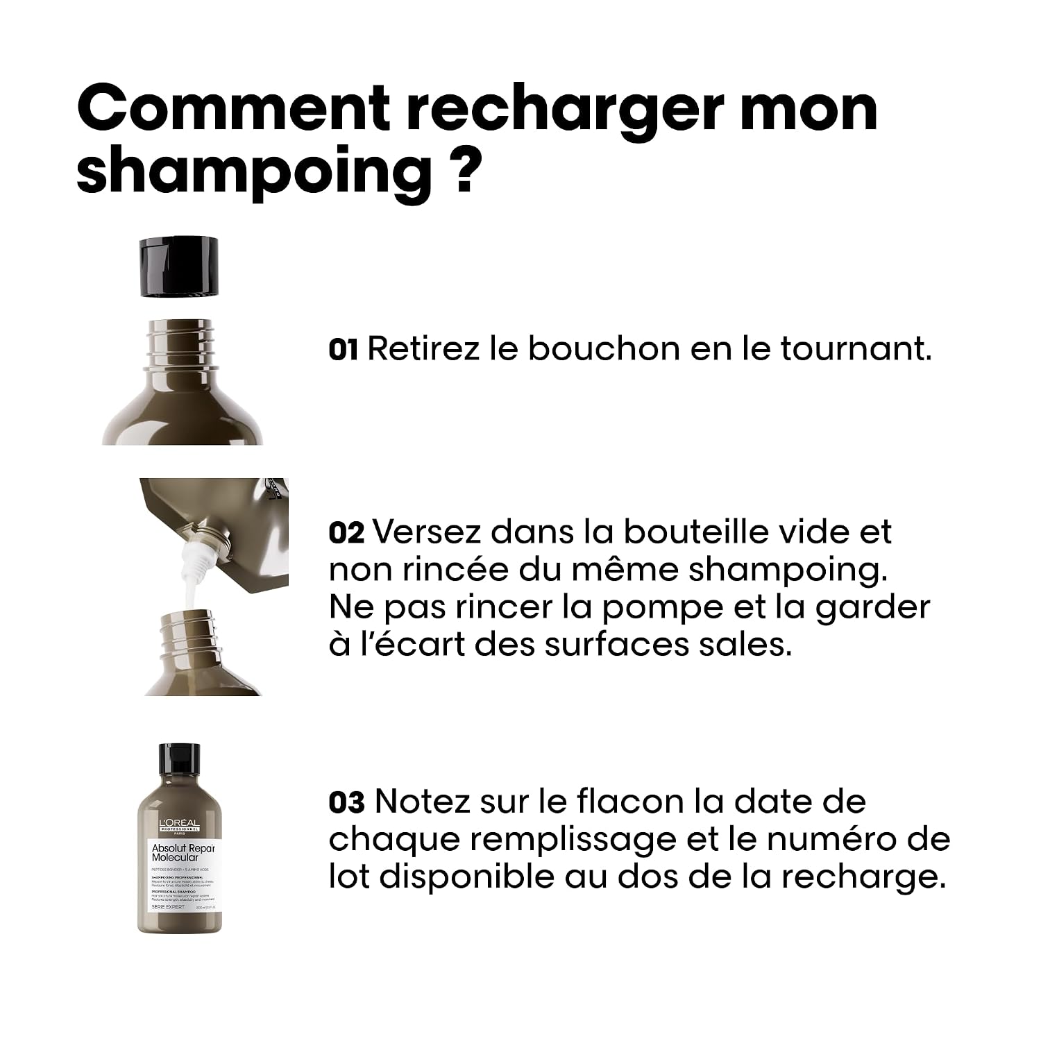 L'ORÉAL PROFESSIONNEL Absolut Repair Molecular — Shampoing recharge 500 ml – Image 6