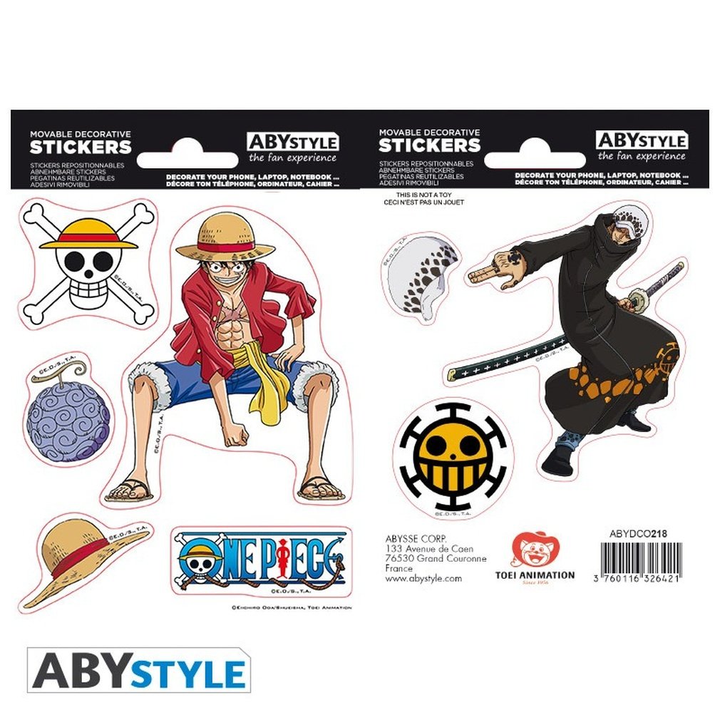 ABYSTYLE — Stickers ONE PIECE Luffy & Law 16x11 cm