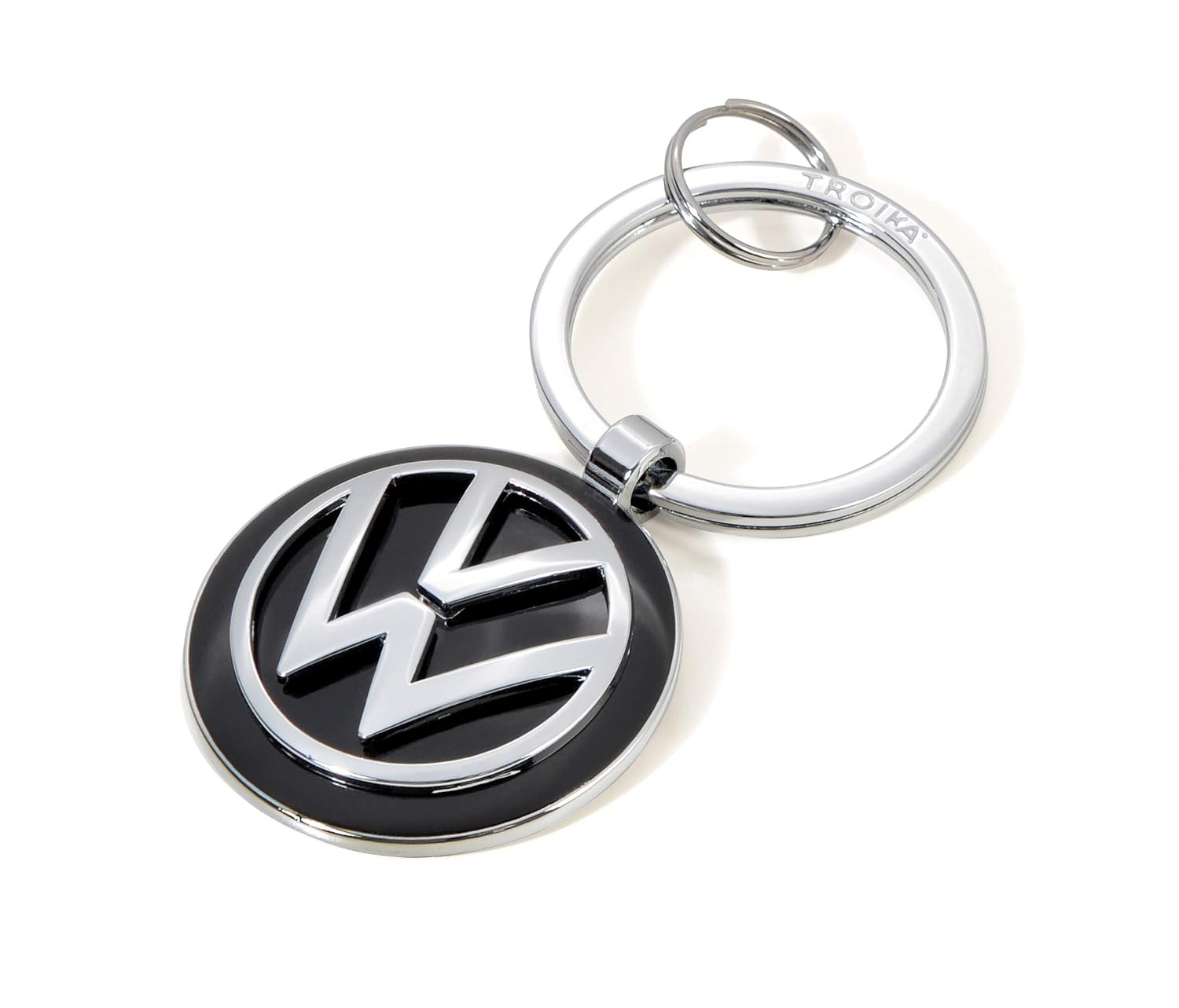 TROIKA VW — Porte-clés logo Volkswagen chromé noir