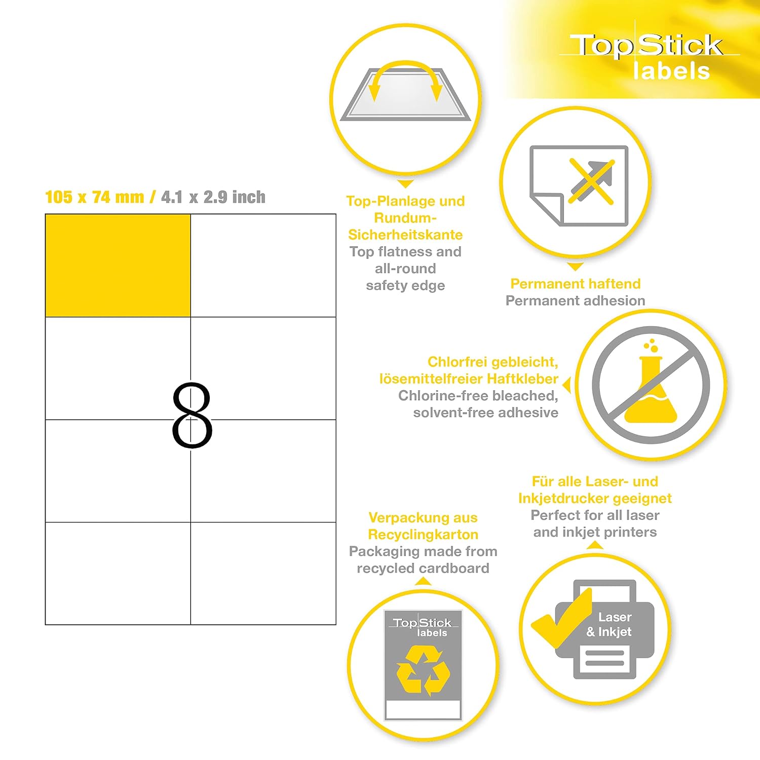 TOP STICK — Étiquettes blanches 105 x 74 mm – Image 6