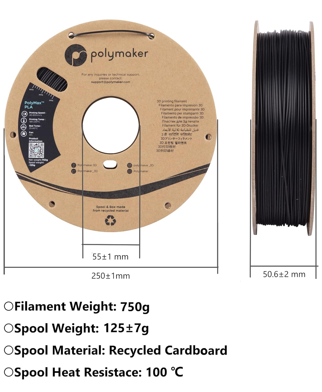 POLYMAKER PolyMax — Filament PETG noir 1,75 mm 750 g – Image 21