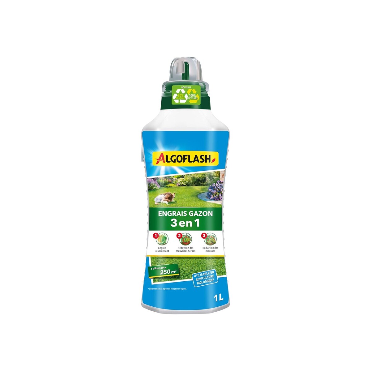 ALGOFLASH — Engrais Liquide Gazon 3 Actions 1 L