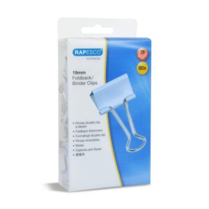 RAPESCO — Pinces double clip 19 mm bleu pastel x80