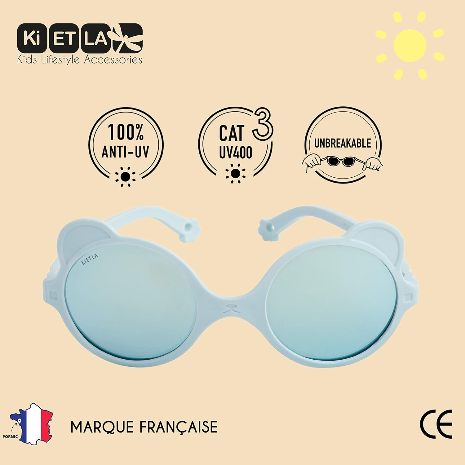 KI ET LA — Lunettes de soleil bébé Ourson 0-4 ans UV – Image 3
