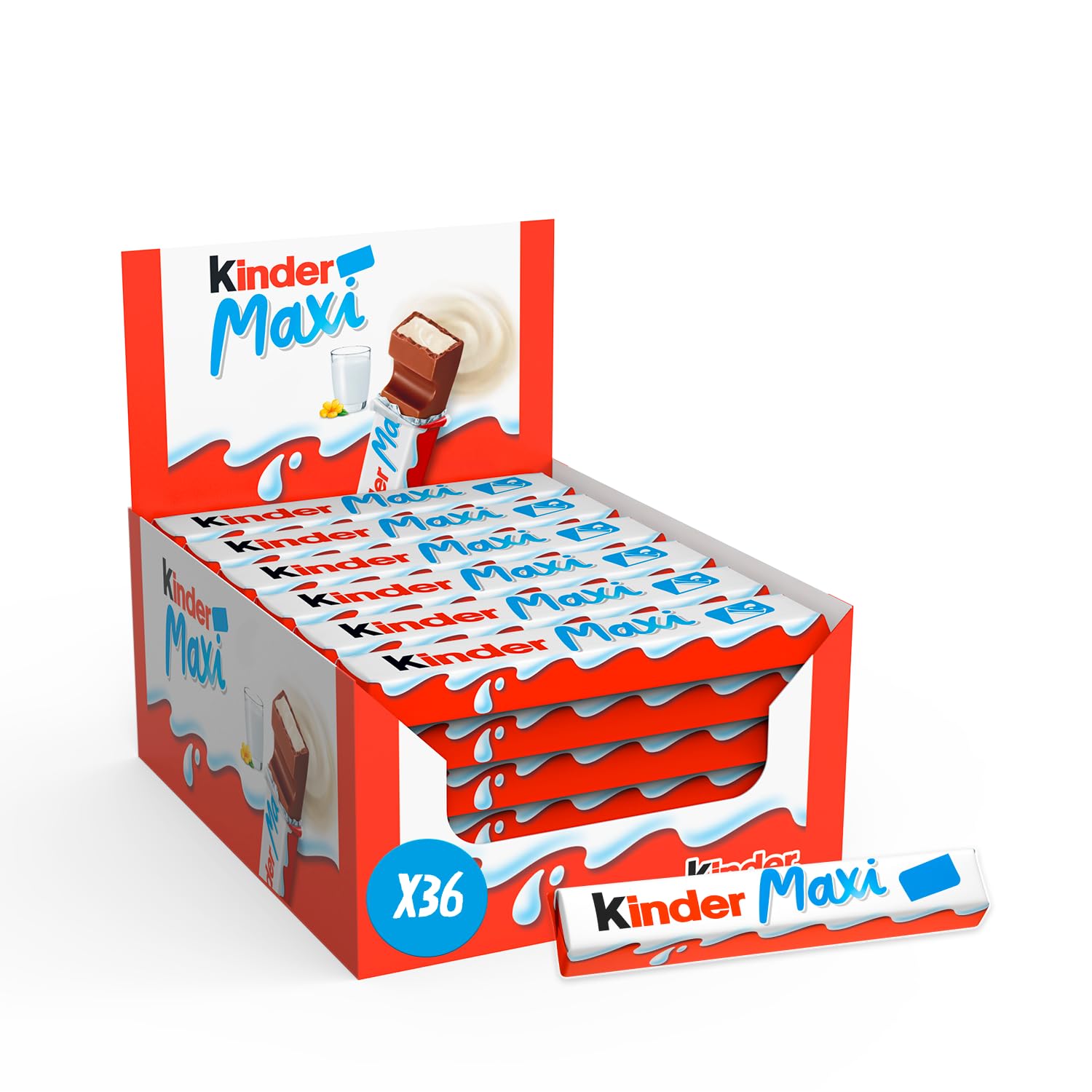 KINDER Maxi — Barres chocolatées cœur lait x36 21g