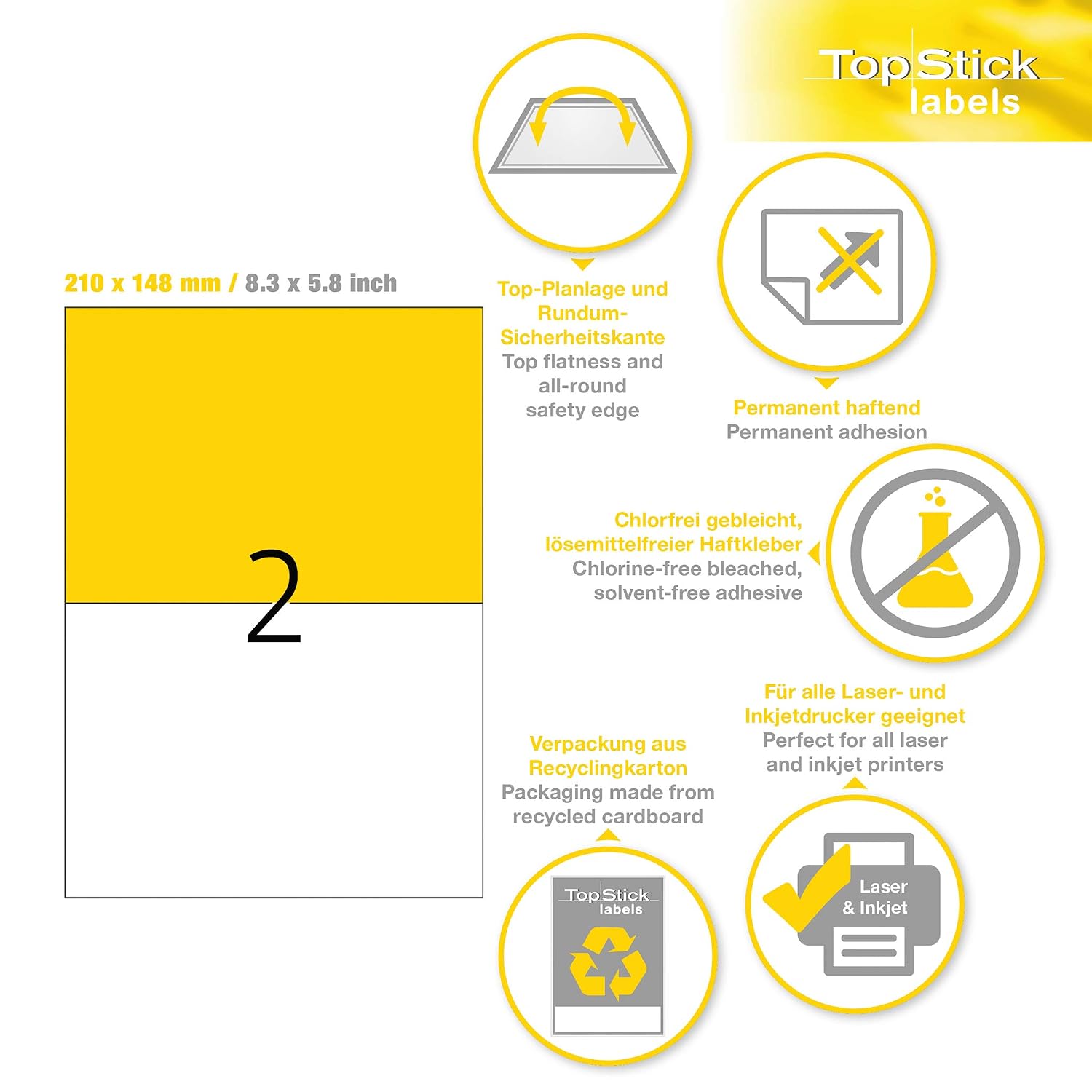 TOPSTICK — Pochette de 200 étiquettes autocollantes 210 x 148 mm – Image 6