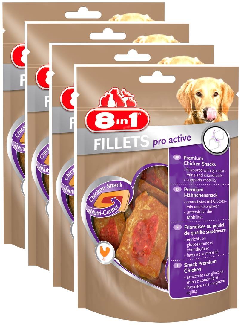 8in1 Fillet Pro Active Friandises pour chiens adultes et seniors de grandes races – Renforce la mobilité – Au poulet – Lot de 4 x 80g – Image 6