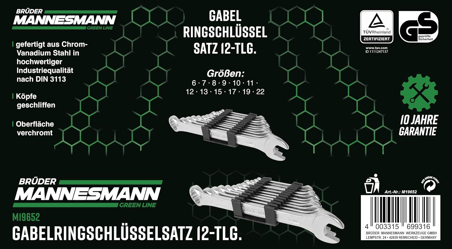 BRÜDER MANNESMANN — Set de 12 clés polygonales – Image 28