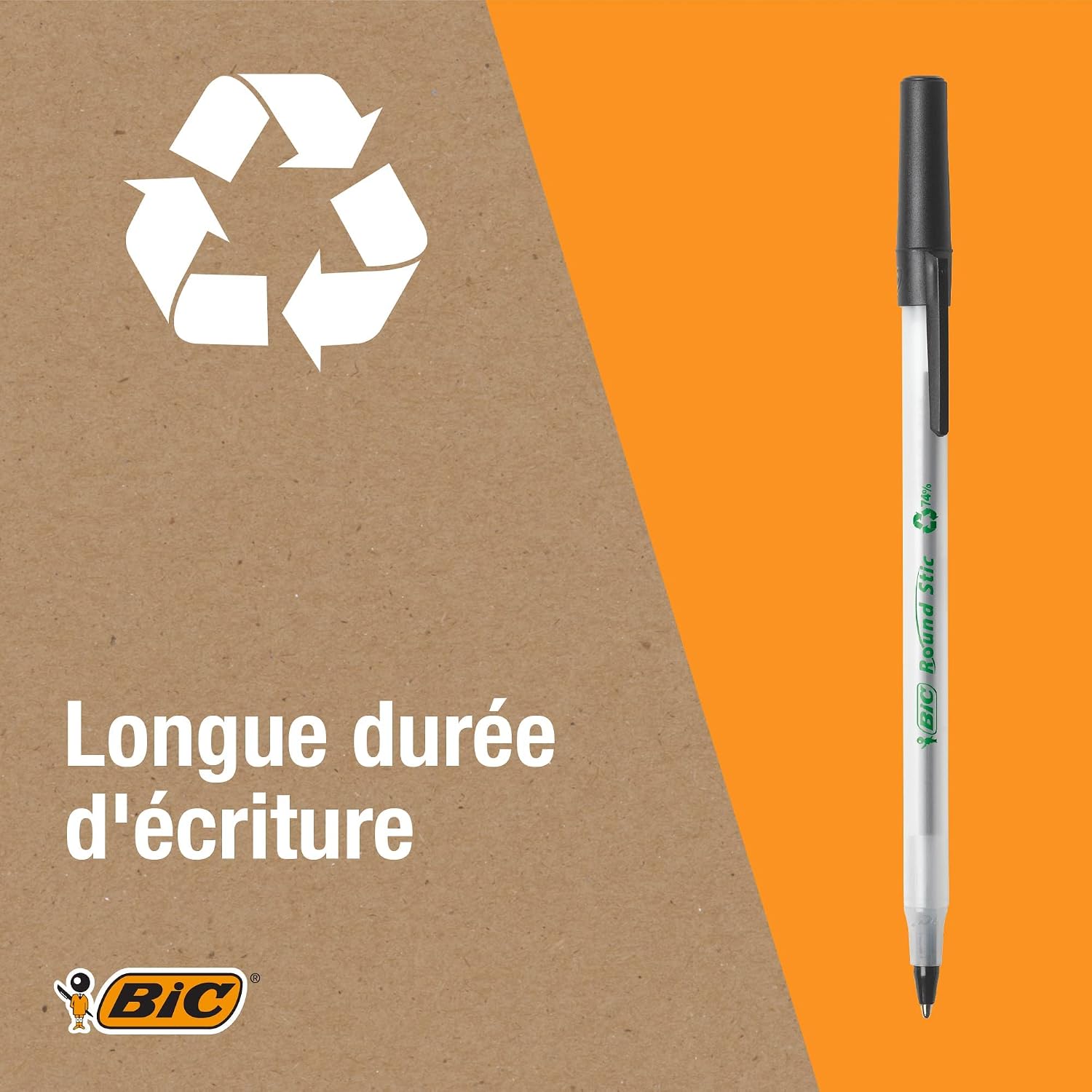 BIC Round Stic ECOlutions — Boîte de 60 Stylos-Bille Bleus – Image 4