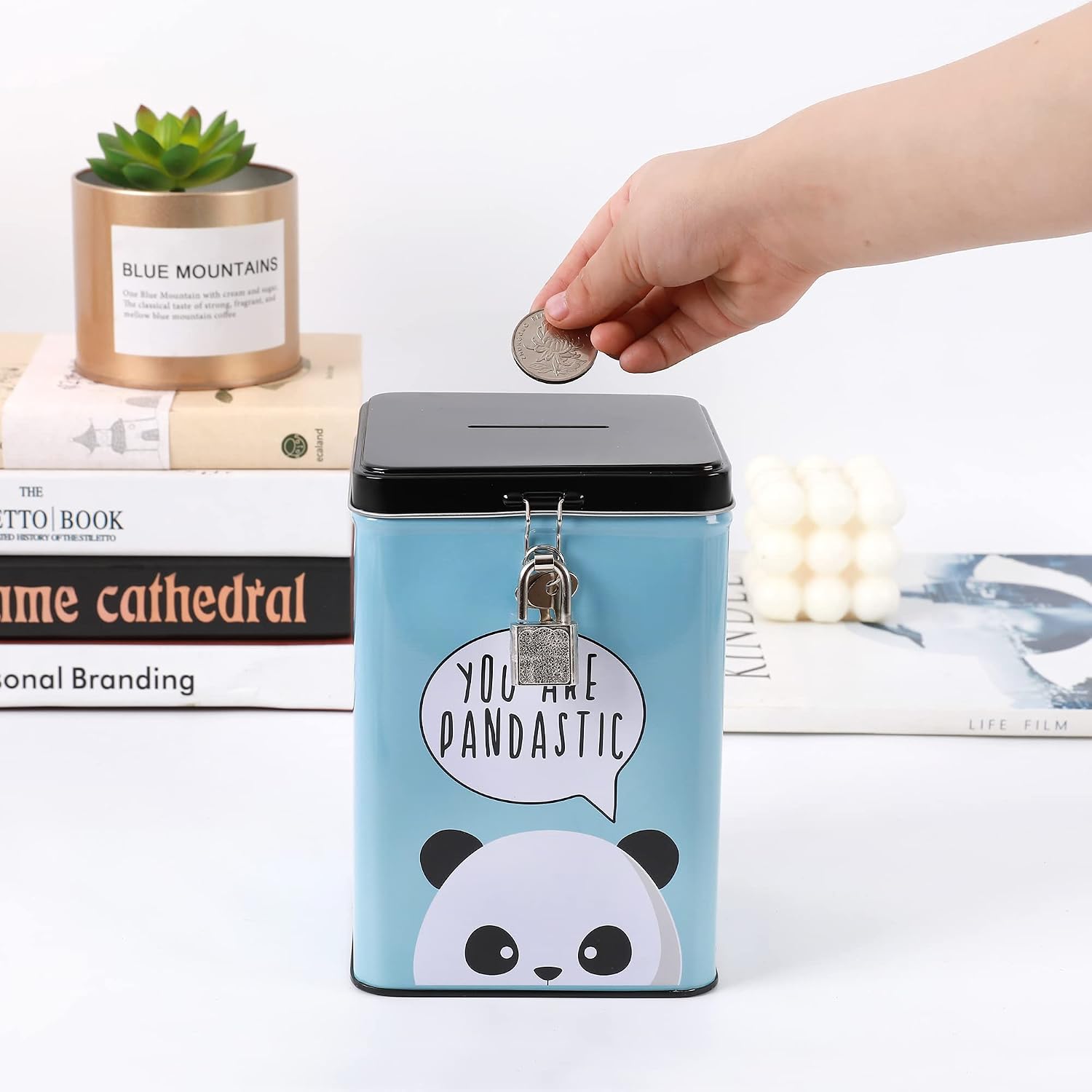 I-TOTAL — Tirelire en métal avec cadenas Panda – Image 5
